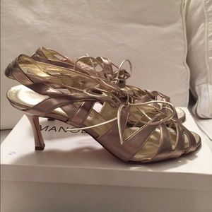 Manolo Blahnik Gold Netochka Cage Sandal 41.5